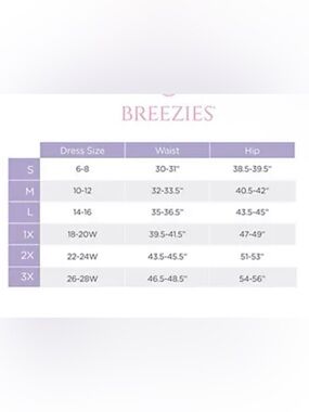 Breezies Long Line Panty Size Chart